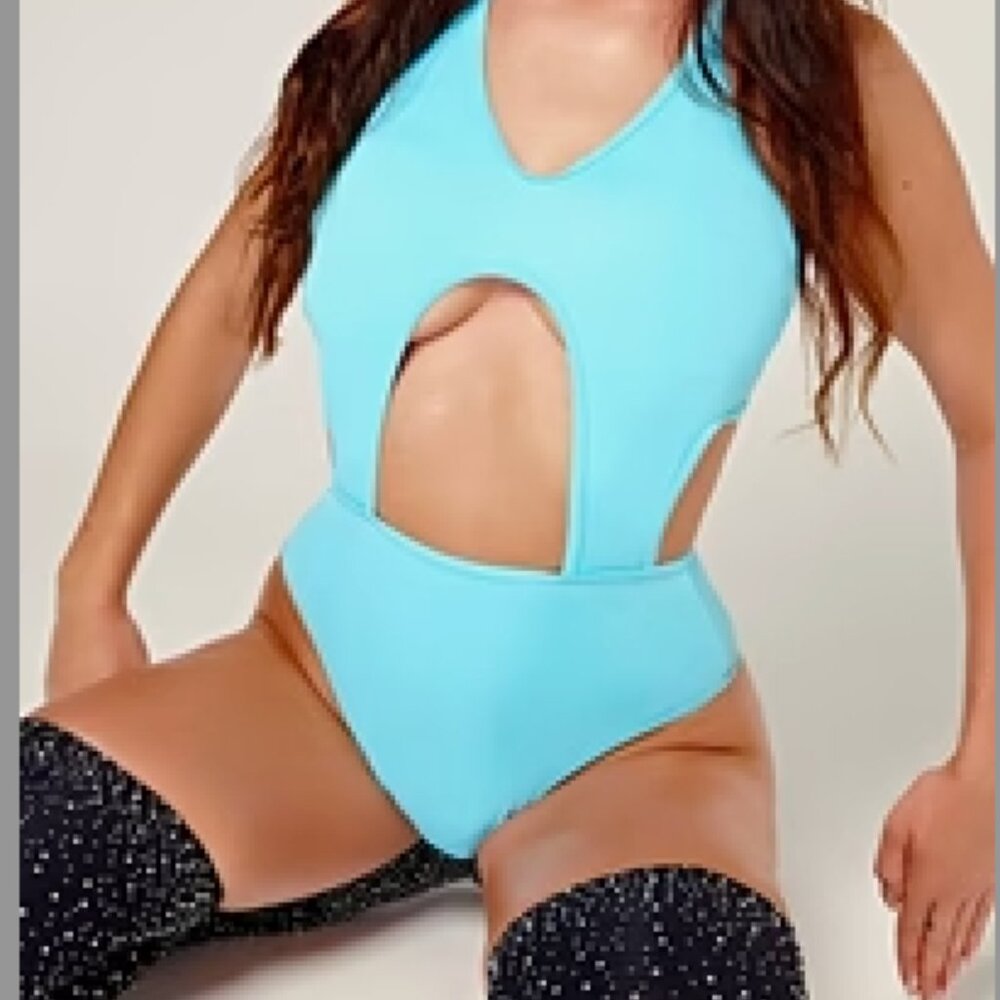 CXIX DollHaus Halter Pole Bodysuit Light Blue